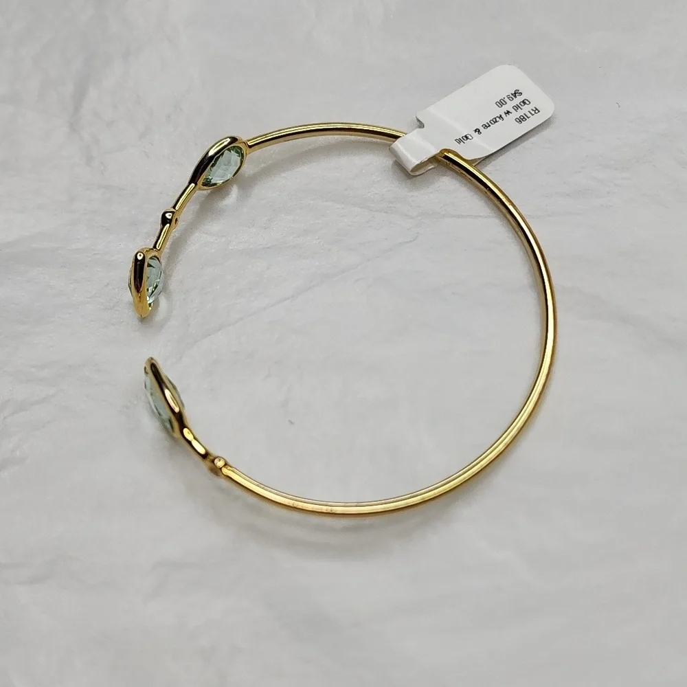 Gold Plated Bracelet with Clear Pale Green Gemstones